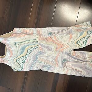 Colorful Marble Print Sleeveless Jumpsuit